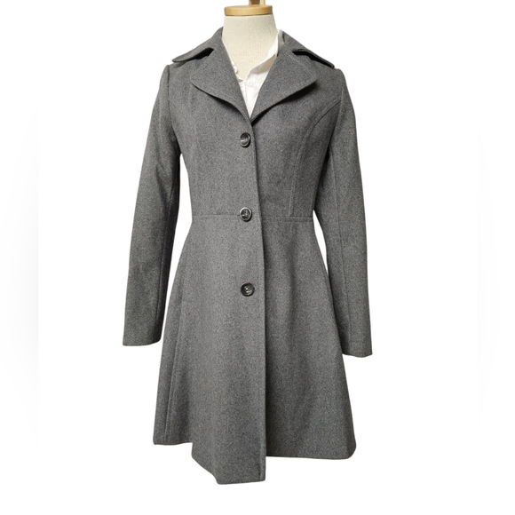 Betsey Johnson Wool Corset Peacoat In Storm Gray Size Small - Picture 2 of 10